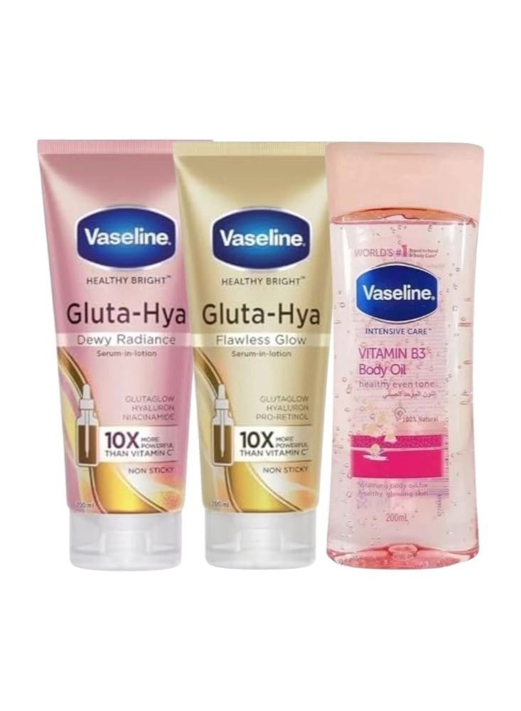 Body oil with vitamin B3+Gluta-Hya Dewy Radiance+Gluta-Hya Flawless Glow